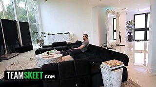 Stepdaughter woke up next to her stepparent, the both of them bare, her bootie crammed with a load of jizz