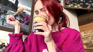 Eclipse Karma shows off her flashing tits while exploring the edge of the world