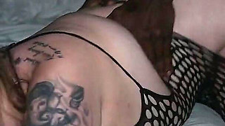 Kendra the Tattooed Blonde MILF Takes Dre's BBC Deep in Fishnets