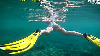 Underwater Beach Flasher - Bikini, Long Fins & Naughty Ocean Tease