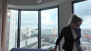 Blonde Property Agent Gets Creampied by Client to Seal the Deal