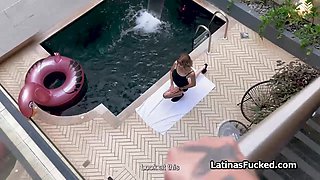 Blown by large-breasted Hispanic roomie after Yoga