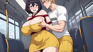 Sexy Short Haired Wife, Hentai Uncensored, Tied, Shibari, Bus, Anal Sex, Masturbation, BDSM