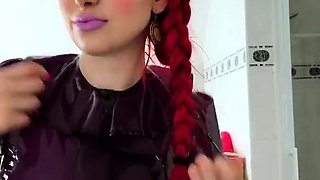 Amateur redhead fully nude on bed and masturbating