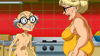 Hentai Granny Gets Double Hot Love for Breakfast