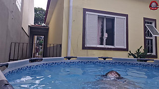 Your Slut Neighbor Showing Herself in the Pool