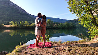 Real couple wild camping  - doggy and creampie cleanup