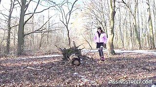 Gorgeous outdoor pissing solo play with a sexy brunette Dragon Fruit