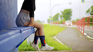 90-sfw Outdoor, Passing Cars Stare at Me, and You Jerk off to My Thighs, Calves and Ass in Short Shorts