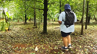 House wife on vacation, walking naked in jungle. Exposing her sexy ass and bigg boobs
