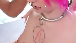 Skinny teen punk tick Laura fucked hard in bukkake gangbang