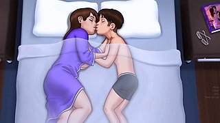Hentai Stepmom BIG TITS Bounces While Fucking Stepson Under Covers