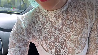 Public blowjob in the car and he came on my face