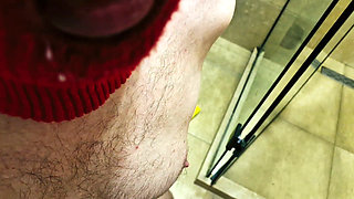 A slave cleans my toilet when I come to him with a strap-on and train his throat. Mouth fucking in the toilet.