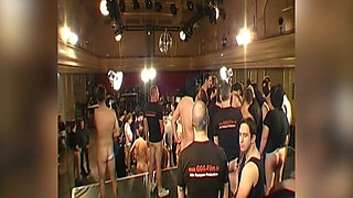 Ggg - Live Gangbang: Blonde & Brunette Suck off the Crowd