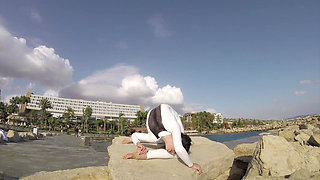 Elegnant Contortionist in White Spandex