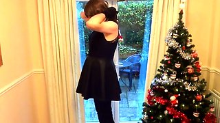 Christmas Wanking in Thigh-High Boots