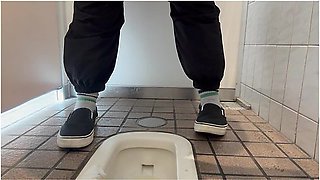 Awkwardly Pissing In A Public Squat Toilet In Japan Look At My Fat Pussy