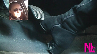 Driving Fast in Black Suede Knee High Boots
