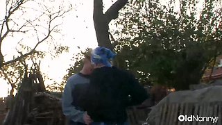 Old Grandma Fucks Co Worker In Garden Hard