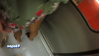 Hot MILF Stranger Grabs & Rubs My Hard Dick Through Shorts on Crowded Train