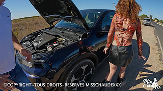 A Slut Whose Car Has Broken Down Gets Bruta Fucked by a Stranger Who Stops to Help Her.