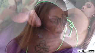 Sarah Banks Ebony Booty Wrecked by Huge White Cock