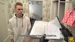 Debt4k. man banged wife letting debt collector drill her tight fuck-holes