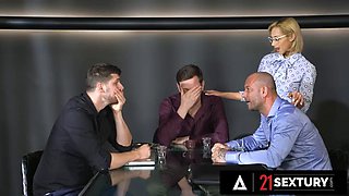 21 SEXTURY - Sexy Secretary Veronica Leal Gets Fucked Hard DP By Three Colleagues: Porn