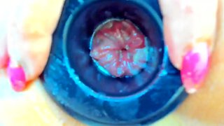 MILF blonde live toys webcam show in shower