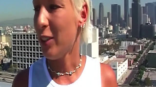 Blonde MILF Squirts While Riding Cock on Rooftop