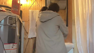 Cooking Food at Kitchen Then Pussy Cant Wait Go to Piss