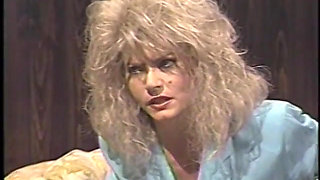 Hot blonde 80s porn queen in sexy lingerie has strap-on fuck with her girlfriend