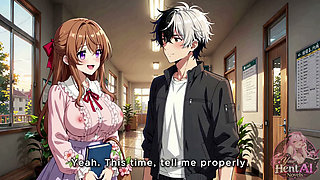 Busty college girl fucks hard in the classroom before classes begin (HENTAI)