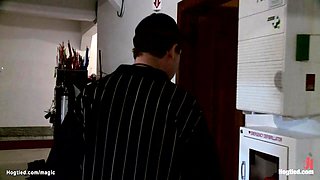 Wrestler anal fucks bound MILF
