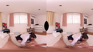 Japanese students explore bed POV in sensual VR