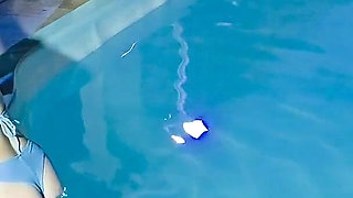 Caught in the Act! Two Brunettes Caught Masturbating in the Condo's Pool