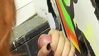 Girls in Hole Busty Redhead in Lingerie Enjoys Sucking and Fucking in a Glory Hole