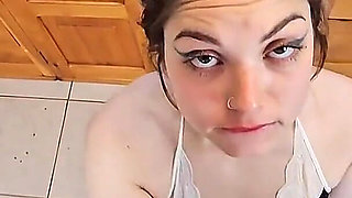 Punishment for My Servant Stepmom for Coming, Made up and Without Thong, to Clean My House.