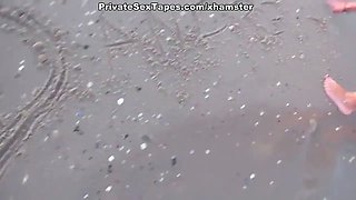 My hot gf fucks in the wood and masturbates in the car