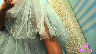 Tan Brunette Cofi Milan In Long Outfit Playing With Her Sweet Cunt!