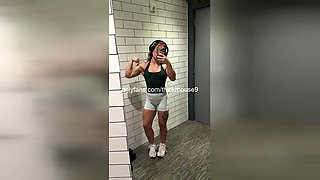 TikTok Live Gloryhole Fail: 18yo Swallows Random Cocks in Gym Bathroom