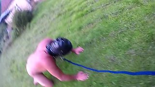 Masked Amateur Slave M Gets Ballbusting Domination & Pissed On in Garden by MrsPigHole