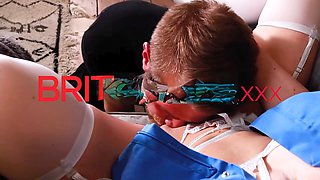 British nurse gives a patient a messy blowjob