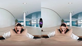 Horny girlfriend globs bathing suit and demands hot jizz on her tummy - tmwvrnet