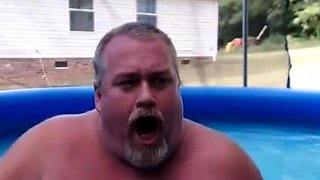 Bearded Daddy Plays Naked by the Pool