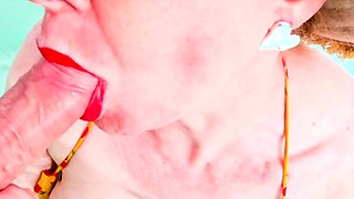 Red's blow and go outside in the pool