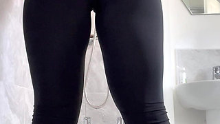 Pissy Yoga Panties Watersports in the Shower Orgasm