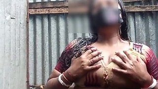 Desi Bhabhi Steamy Bathing Outdoor With Mature Indian Charm