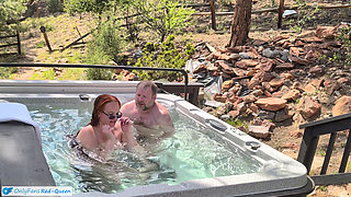 Multiple Underwater Creampies Oral & Pussy - Outdoor Hot Tub Sex with Curvy Redhead Wife Amateur